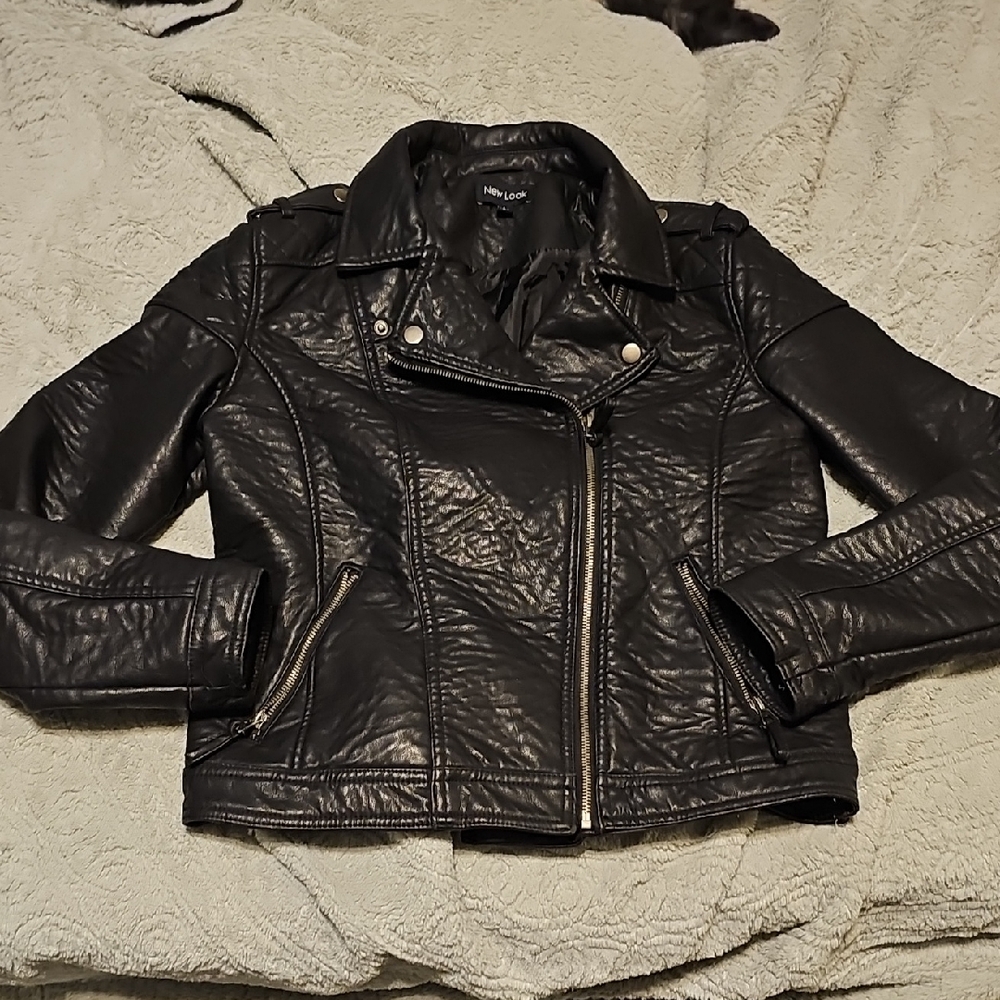 Motorcycle Jacket New Look Like Leather Biker Large Women Coat